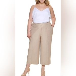 Calvin Klein linen blend pants.  Plus Size Linen Cropped Wide-Leg Pants